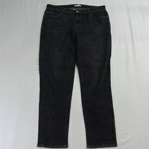 Eileen Fisher 10 Mid Rise Slim‎ Washed Black Stretch Denim Womens Jeans
